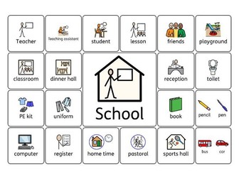 School Symbol Word Grid - Widget SEN