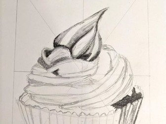 Tonal Drawing of Cupcake - Step by Step