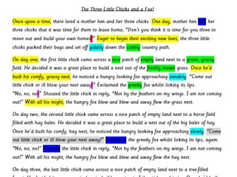 Three Little Chicks and a Fox! Part Annotated for Year 4