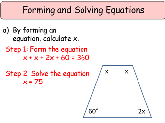 Forming And Solving Equations With Angle Facts