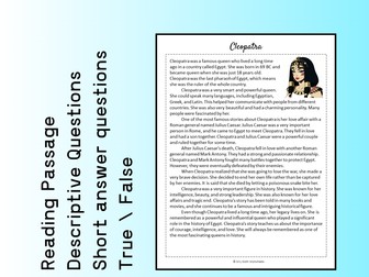 Cleopatra Biography Reading Comprehension Passage Printable Worksheet PDF