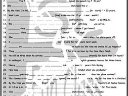 Future Perfect Continuous Tense 1 Page BW Worksheet