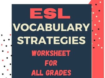 ESL Vocabulary Learning Strategies Worksheets
