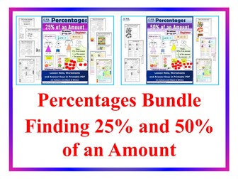 Percentages Bundle ~ Finding 25% and 50% of Amounts