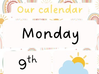 Classroom calendar (Sunshine and Rainbows)