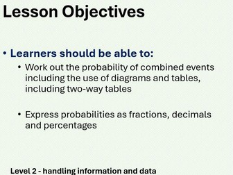 Probability. Maths Functional Skills L2 GCSE Full Lesson