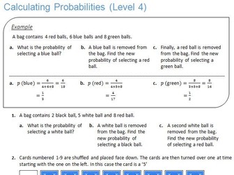 Calculating Probabilities (Level 4)