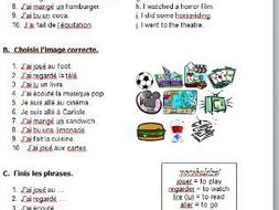Easy French worksheet on perfect tense