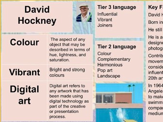 David Hockney knowledge organiser