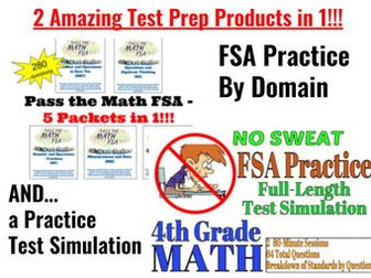 4th Grade Math MEGA-BUNDLE!...280 Practice Qsts by Domain PLUS FSA Simulation!!!