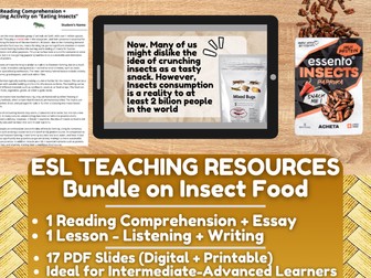 ESL Teaching Resources on Eating Insects - Lesson Plan + Reading Comprehension