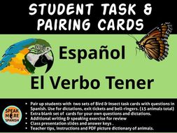 Spanish Task and Pairing Cards - El Verbo Tener en el Presente - Hablar y Escribir en español