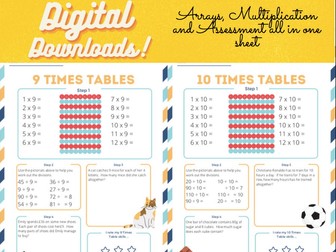 2-12 Times Table work sheets: Arrays and Assessment