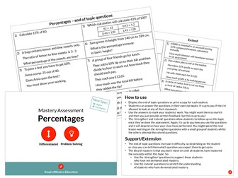 Percentages Mastery Assessment