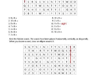 6,& and 8 times tables puzzles