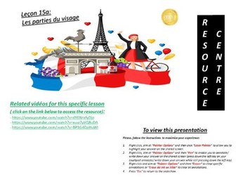 Lecon 15a- Les parties du visage (face parts)