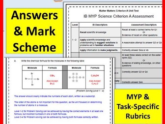 MYP Science Criterion A Assessment - Matter Test including Answers & Mark Scheme