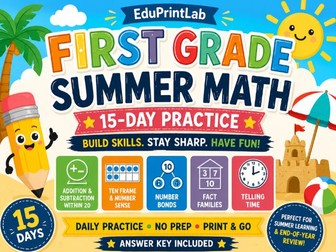 First Grade Summer Math Review | 15-Day Practice