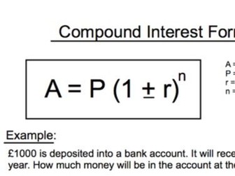 Gcse Maths 10 Q A Compound Interest Formula Teaching Resources