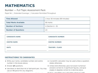 IGCSE-Style Mathematics – Number Assessment Pack | Full Mark Scheme