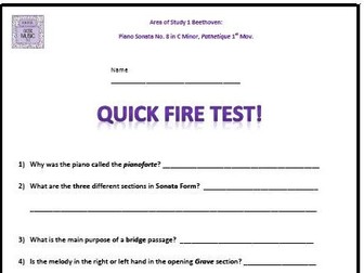 Quick Fire Test  Beethoven - GCSE 9-1 Edexcel Music