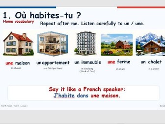 French Houses & Verb Habiter – 2 Lessons + Differentiated Worksheets & Homework