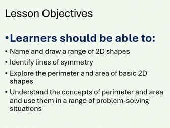 2D shapes Area and Perimeter. Maths Functional Skills L2 GCSE Full Lesson
