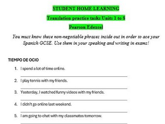 Spanish Edexcel GCSE Translation Practice M1-8 Higher