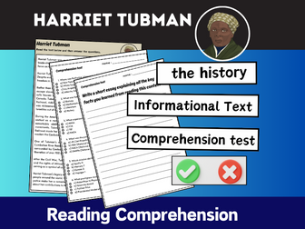 Harriet Tubman  biography , reading comprehension , information text