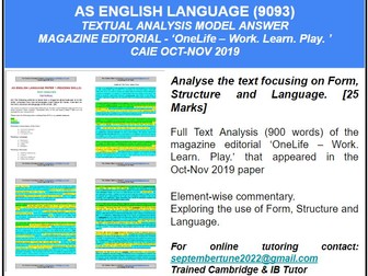 SAMPLE TEXT ANALYSIS OF EDITORIAL: CAIE AS ENGLISH LANGUAGE (9093)