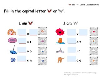 'M' and 'W' Letter Differentiation (Step-by-Step English Literacy Skills Pack for Diverse Learners)