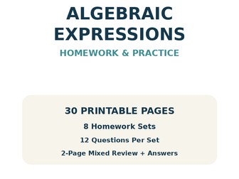 Algebraic Expressions Homework & Answers