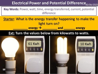 Electrical Power and Potential Difference