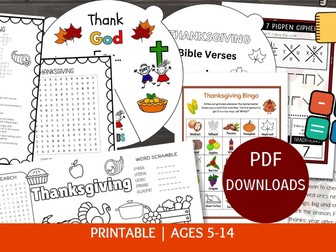 Thanksgiving Activity Bundle, 7 Gratitude Activities, Escape Room