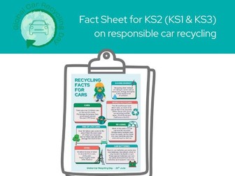 Car Recycling Fact Sheet KS2 KS3 (KS1) Resource