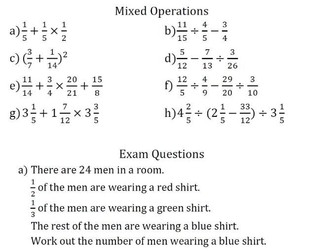 Fractions - Four Operations Worksheet