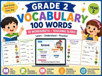 Grade 2 Vocabulary Worksheet and Slides