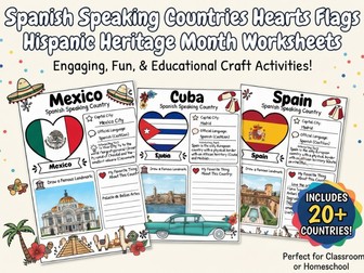 Hispanic Heritage Month Worksheets | Spanish Speaking Countries Country Reports