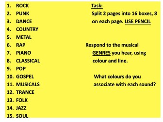 Year 7 - Colour responding to music - Lesson 5
