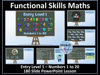 Functional Skills Maths - Entry Level 1 - Numbers to 20 - PowerPoint Lesson