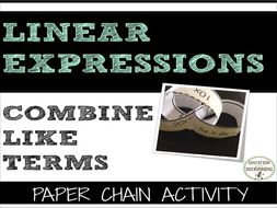 Combine like terms: Add, Subtract & Multiply Linear Expressions Paper Chain