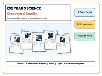 KS2 Year 3 Science Crossword Bundle | 35 Crosswords + Answer Keys
