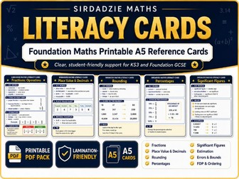 GCSE Foundation Maths Support Cards
