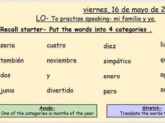 Year 7 Spanish- Mi familia y yo- Speaking activities
