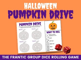 Halloween Printable Pumpkin Drive Game | Roll a pumpkin | Halloween Group Game | Dice rolling game