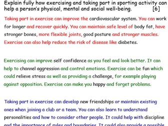 AQA GCSE PE - HEALTH, FITNESS AND WELLBEING UNIT - POWER POINTS, EXAM Q'S, WORKSHEETS, REVISION & HW