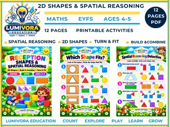 Reception 2D Shapes & Spatial Reasoning Worksheets EYFS Shape Activities Ages 4–5