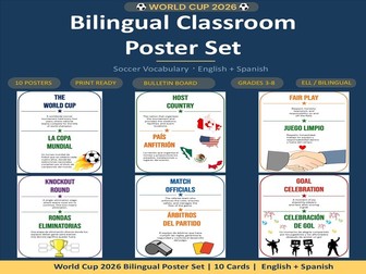 World Cup 2026 Bilingual Classroom Posters | English-Spanish Bulletin Board Set