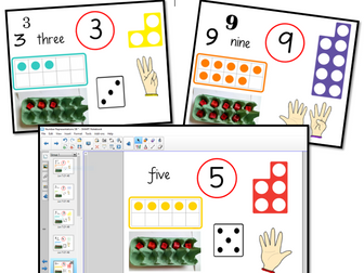 Numbers 1 - 10 Representations Smart Notebook Screens (number recognition/ number a week)