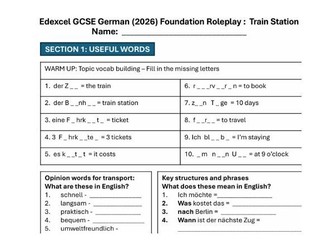 New Edexcel GCSE German Roleplay Train Station